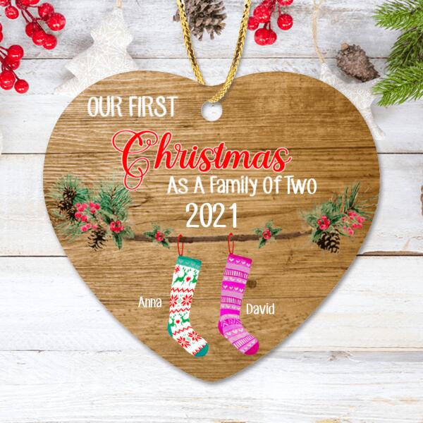 Custom Personalized Christmas Ornament - Up to 5 Socks - Our First Christmas As A Family