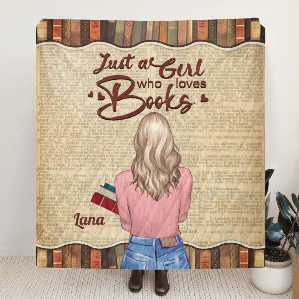 Custom Personalized Reading Book Quilt/Fleece Blanket - Gift Idea For Reading Lovers - Just A Girl Who Loves Books