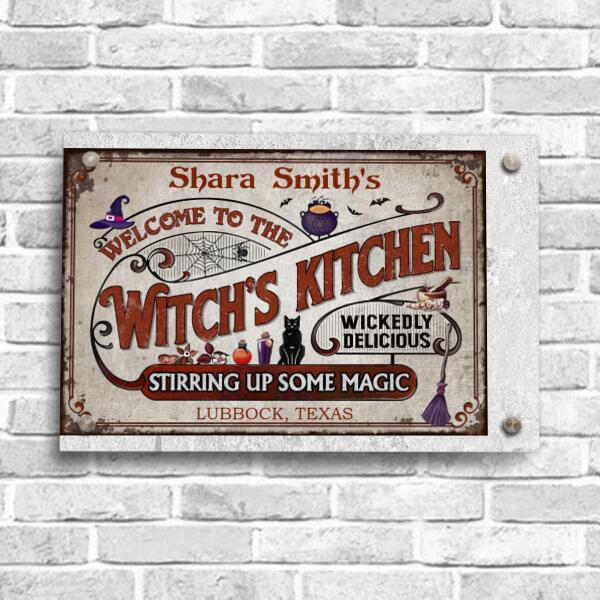 Personalized Witch Kitchen Metal Sign - Stirring Up Some Magic