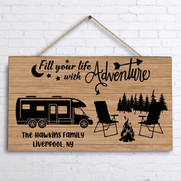 Custom Personalized Camping Rectangle Doorsign - Best Gift for Camping Lovers - Fill Your Life With Adventure