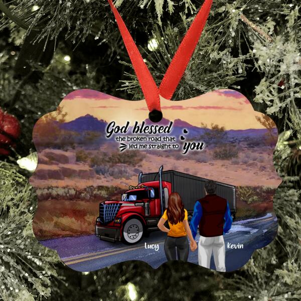 Custom Personalized Trucker Ornament - Couple/ Mom And Kid/ Mom And Dog - Best Gift For Couple - 5VQSN5