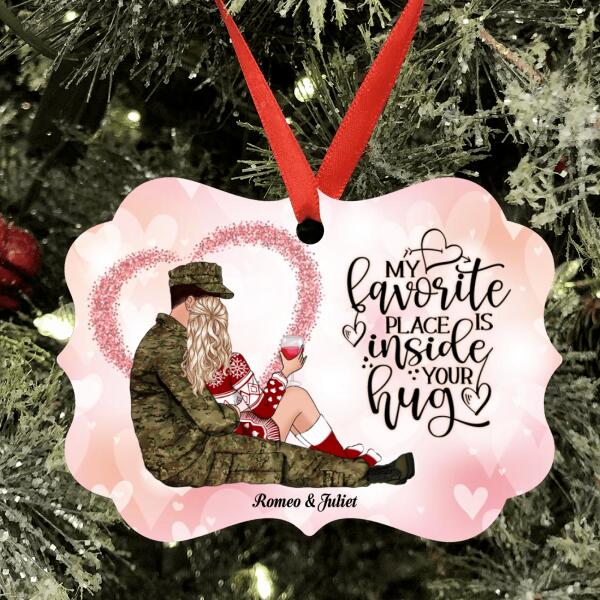 Custom Personalized Veteran Couple Ornament - Best Gift For Couple - This Girl Loves Her Veteran