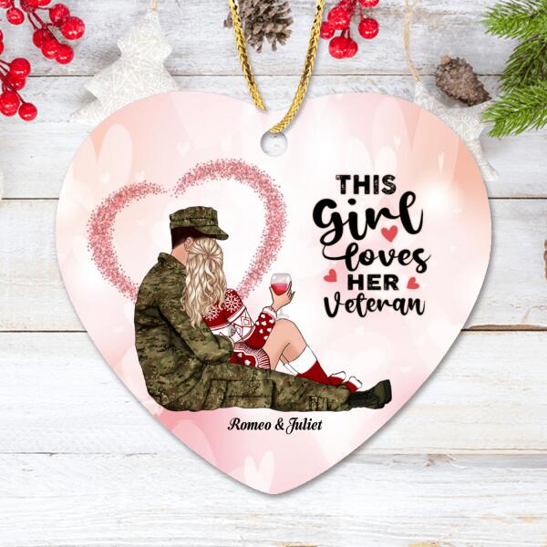 Custom Personalized Veteran Couple Ornament - Best Gift For Couple - This Girl Loves Her Veteran