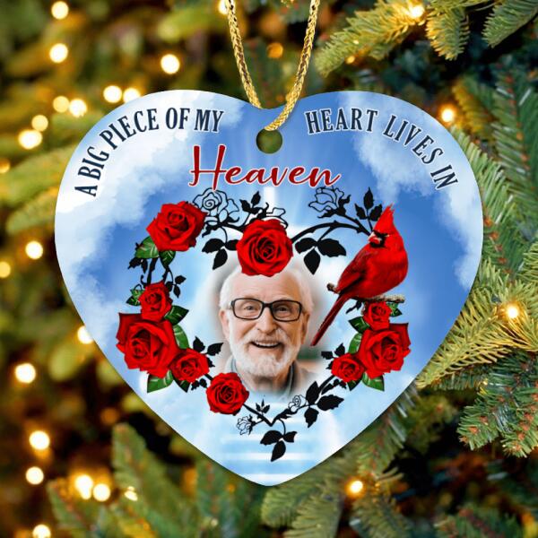 Custom Personalized Memorial Ornament - Memorial Gift For Family - A Big Piece Of My Heart Lives In Heaven