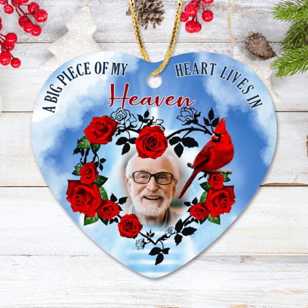 Personalized Memorial Ornament - Memorial Gift For Family - A Big Piece Of My Heart Lives In Heaven