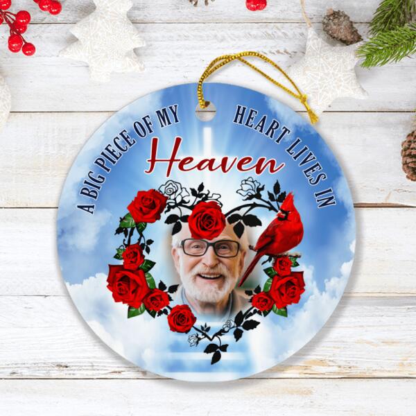 Custom Personalized Memorial Ornament - Memorial Gift For Family - A Big Piece Of My Heart Lives In Heaven