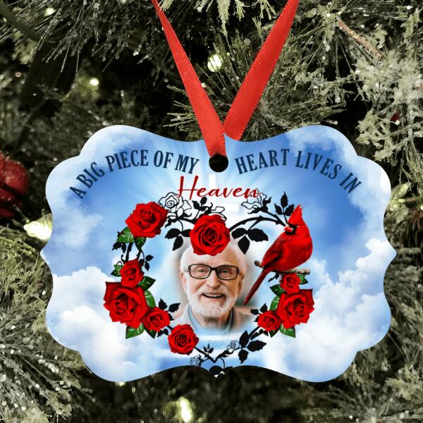 Custom Personalized Memorial Ornament - Memorial Gift For Family - A Big Piece Of My Heart Lives In Heaven