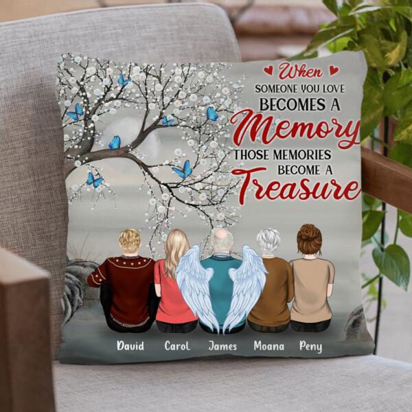 Personalized Memorial Quilt/Fleece Blanket/Pillow Cover - Up to 6 People - Memorial Gift For Family - When Someone You Love Becomes A Memory Those Memories Become A Treasure