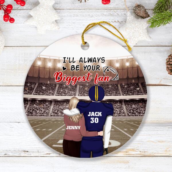 Custom Personalized American Football Couple Ornament - Best Gift For Couple - I'll Always Be Your Biggest Fan