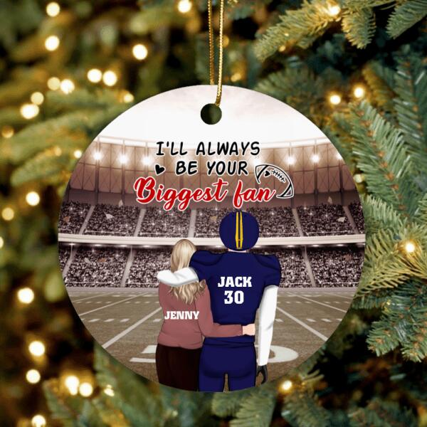 Custom Personalized American Football Couple Ornament - Best Gift For Couple - I'll Always Be Your Biggest Fan