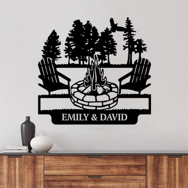 Custom Personalized Camping Metal Monogram Sign