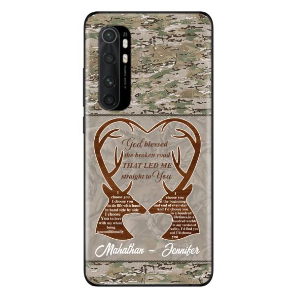 Custom Personalized Deer Hunting Heart Phone Case - Gift Idea For Couple - God Blessed The Broken Road That Led Me Straight To You - Case For Xiaomi, Oppo And Huawei