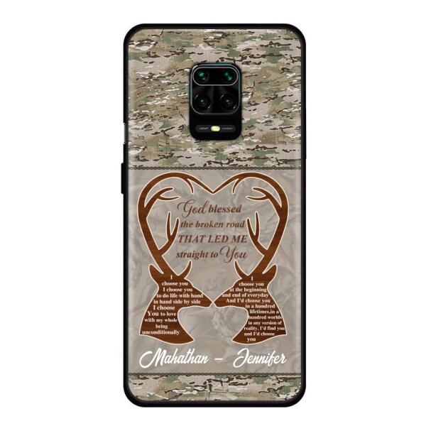 Custom Personalized Deer Hunting Heart Phone Case - Gift Idea For Couple - God Blessed The Broken Road That Led Me Straight To You - Case For Xiaomi, Oppo And Huawei