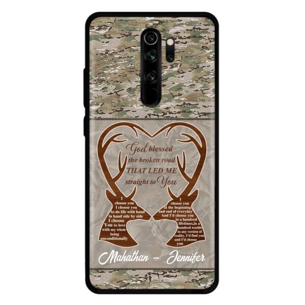 Custom Personalized Deer Hunting Heart Phone Case - Gift Idea For Couple - God Blessed The Broken Road That Led Me Straight To You - Case For Xiaomi, Oppo And Huawei