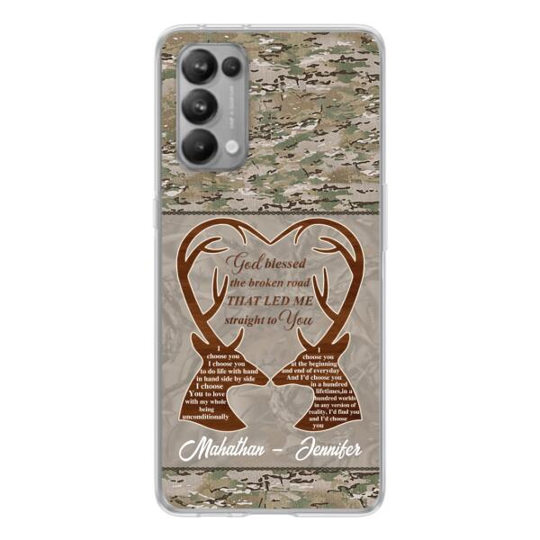 Custom Personalized Deer Hunting Heart Phone Case - Gift Idea For Couple - God Blessed The Broken Road That Led Me Straight To You - Case For Xiaomi, Oppo And Huawei