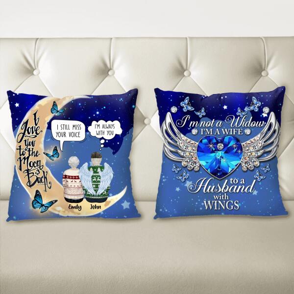 Custom Personalized Husband Loss Pillow Cover - Memorial Gift Idea - I'm Not A Widow I'm A Wife To A Husband With Wings