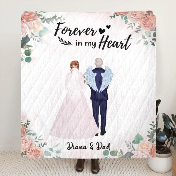 Custom Personalized Wedding Parent In Heaven Pillow Cover & Quilt/ Fleece Blanket - Memorial Gift Idea - Forever In My Heart