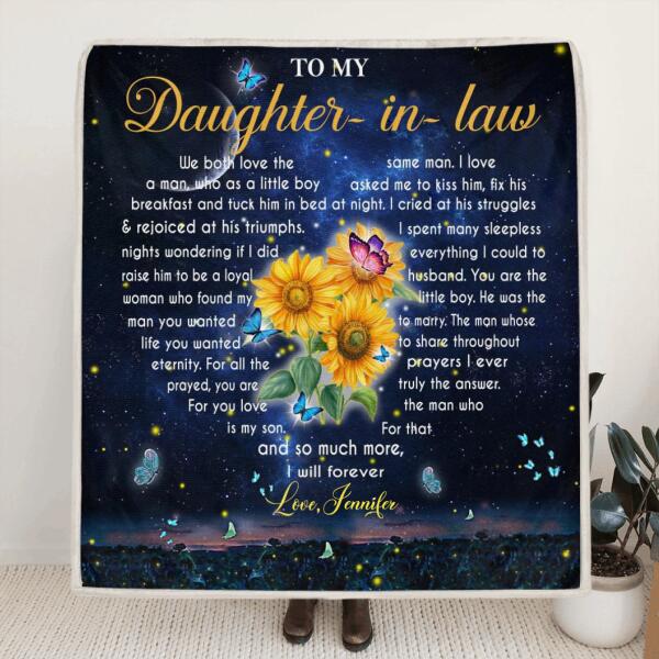 Custom Personalized To My Daughter In Law Quilt/ Fleece Blanket - Gift For Daughter In Law