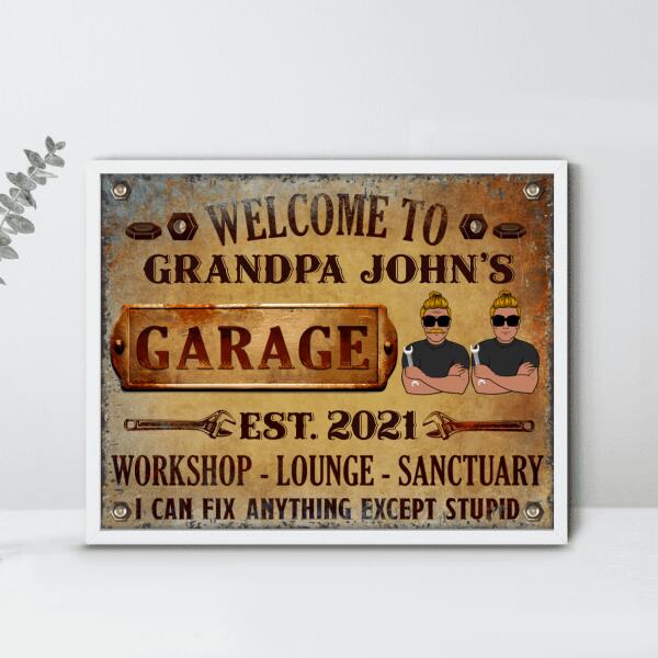 Custom Personalized Grandpa/Dad's Garage Poster - Gift Idea For Grandpa/ Dad - Welcome To Grandpa John's Garage
