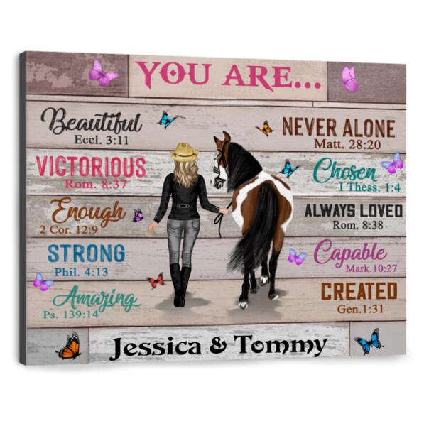 Custom Personalized Christian You're Beautiful Horse Girl Canvas - Gift Idea For Horse Lover