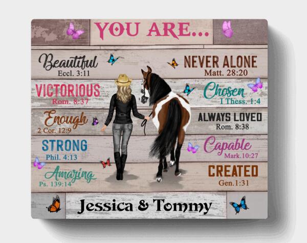 Custom Personalized Christian You're Beautiful Horse Girl Canvas - Gift Idea For Horse Lover