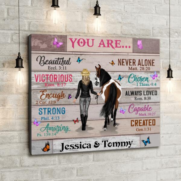 Custom Personalized Christian You're Beautiful Horse Girl Canvas - Gift Idea For Horse Lover