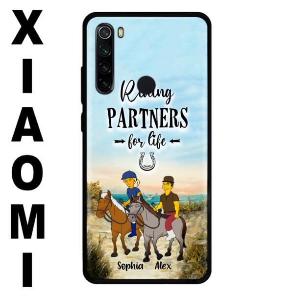 Custom Personalized Horseback Riding Cartoon Portrait From Photo Phone Case - Gift Idea For Couple/ Riding Lover - Case For Xiaomi, Oppo And Huawei