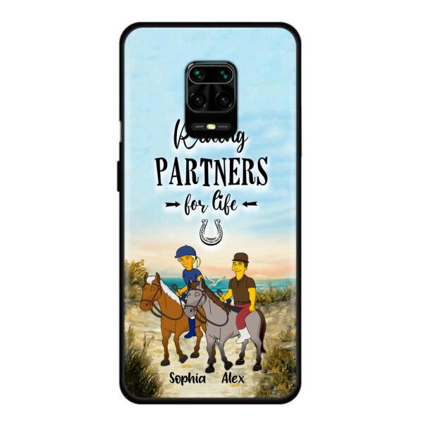 Custom Personalized Horseback Riding Cartoon Portrait From Photo Phone Case - Gift Idea For Couple/ Riding Lover - Case For Xiaomi, Oppo And Huawei