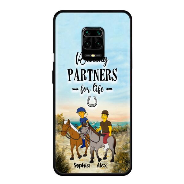 Custom Personalized Horseback Riding Cartoon Portrait From Photo Phone Case - Gift Idea For Couple/ Riding Lover - Case For Xiaomi, Oppo And Huawei