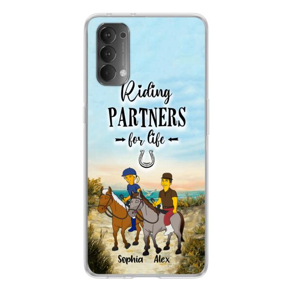 Custom Personalized Horseback Riding Cartoon Portrait From Photo Phone Case - Gift Idea For Couple/ Riding Lover - Case For Xiaomi, Oppo And Huawei