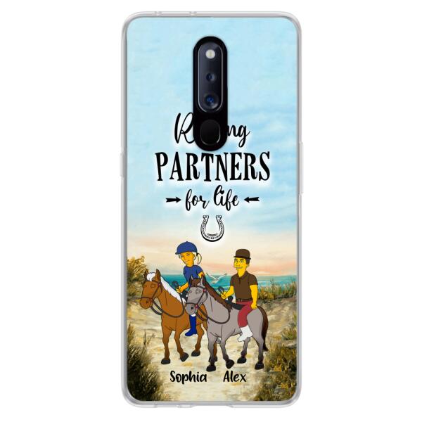 Custom Personalized Horseback Riding Cartoon Portrait From Photo Phone Case - Gift Idea For Couple/ Riding Lover - Case For Xiaomi, Oppo And Huawei