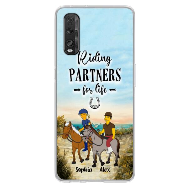 Custom Personalized Horseback Riding Cartoon Portrait From Photo Phone Case - Gift Idea For Couple/ Riding Lover - Case For Xiaomi, Oppo And Huawei