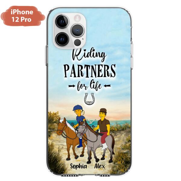 Custom Personalized Horseback Riding Cartoon Portrait From Photo Phone Case - Gift Idea For Couple/ Riding Lover - Case For iPhone And Samsung