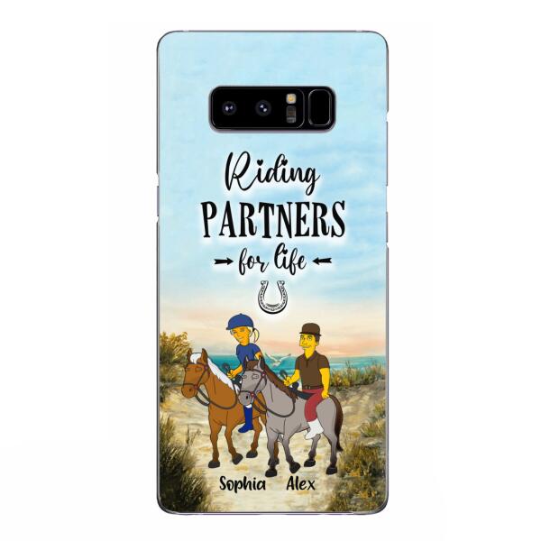 Custom Personalized Horseback Riding Cartoon Portrait From Photo Phone Case - Gift Idea For Couple/ Riding Lover - Case For iPhone And Samsung