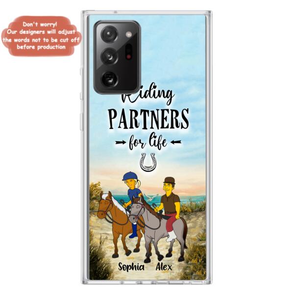 Custom Personalized Horseback Riding Cartoon Portrait From Photo Phone Case - Gift Idea For Couple/ Riding Lover - Case For iPhone And Samsung