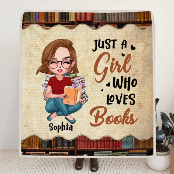 Custom Personalized Just A Girl Who Loves Books Pillow Cover & Quilt/ Fleece Blanket - Gift Idea For Books Lover