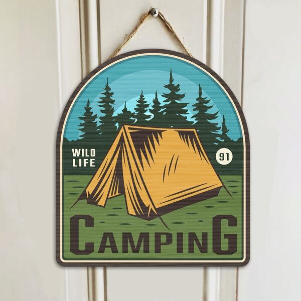 Custom Personalized Camping Door Sign - Upto 12 Options - Gift Idea For Camping Lover