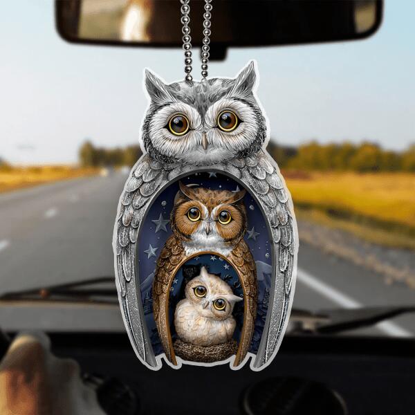 Custom Personalized Owl Family Car Ornament