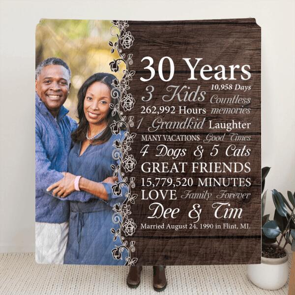 Custom Personalized Marrige Aniversary Quilt/ Fleece Blanket - Valentine Gift For Married Couples