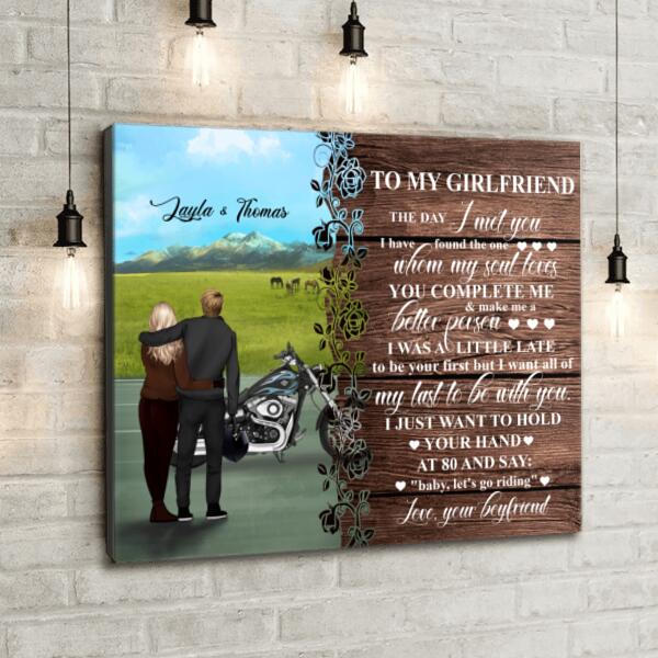 Personalized Couple Canvas - Gift idea for Bikers, Biker Couples - To My Girlfriend