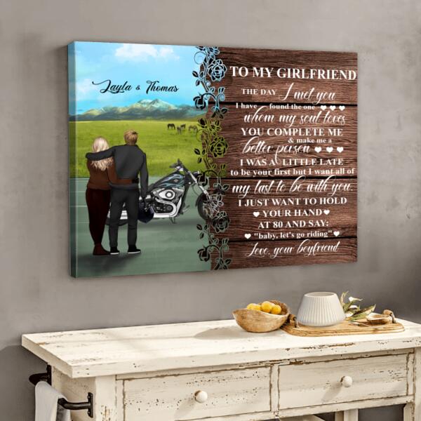 Personalized Couple Canvas - Gift idea for Bikers, Biker Couples - To My Girlfriend