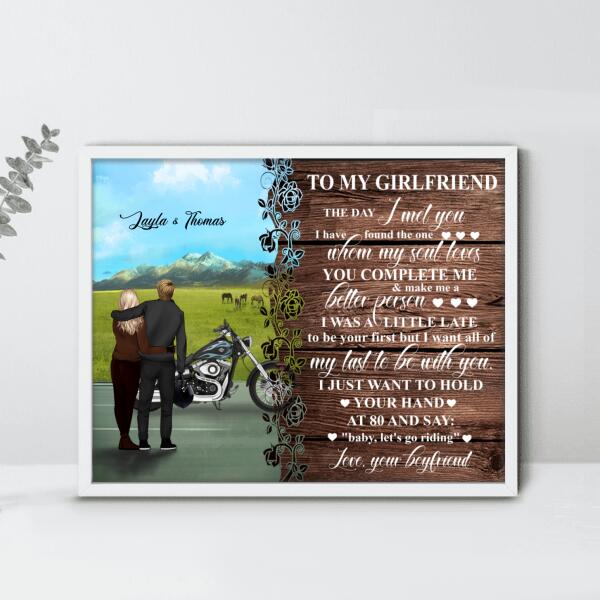 Personalized Couple Poster - Gift idea for Bikers, Biker Couples - To My Girlfriend