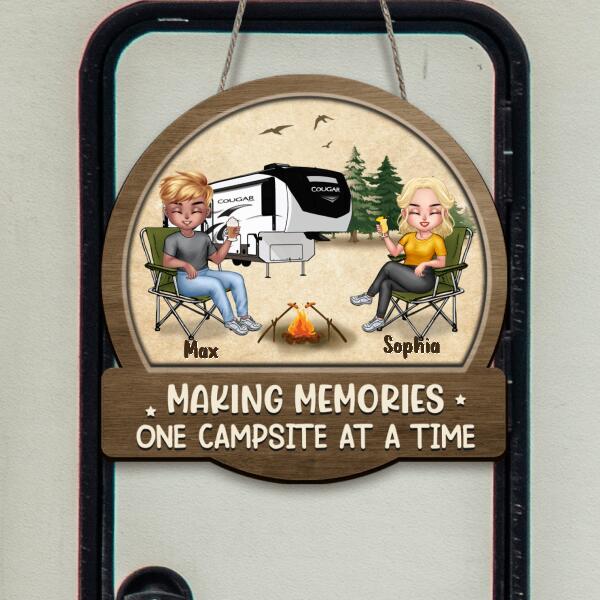 Custom Personalized Camping Couple Door Sign - Gift Idea For Couple - Making Memories One Campsite At A Time