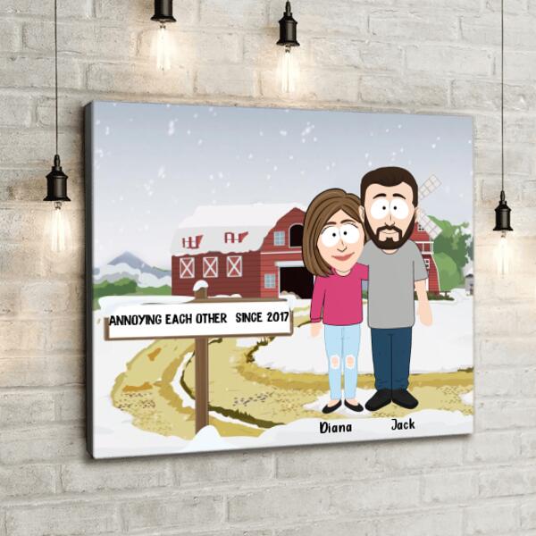 Custom Personalized South Park Couple Canvas - Valentine Gift For Couple - Annoying Each Other Since 2017