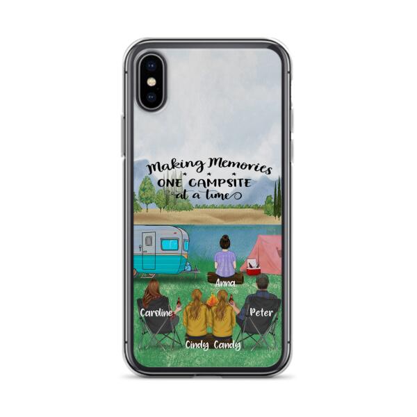 Custom Personalized Camping Phone Case - Couple With 3 Kids - Gift Idea For Camping Lover - Case For iPhone And Samsung