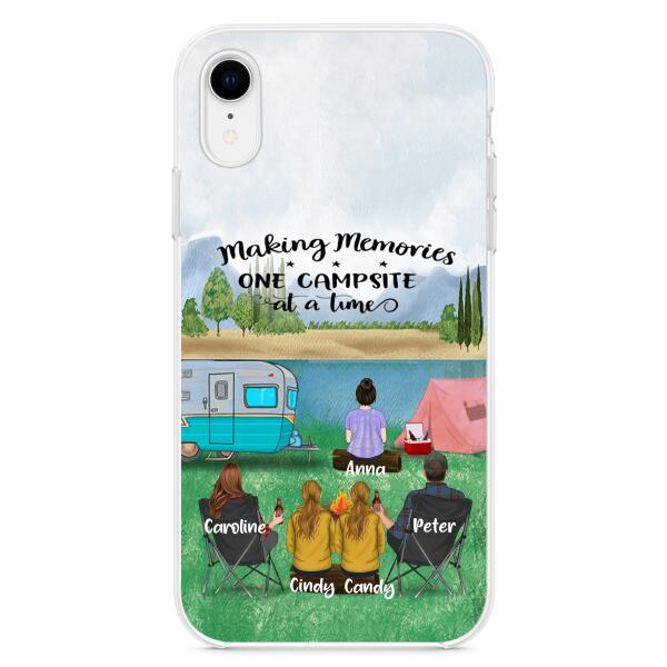 Custom Personalized Camping Phone Case - Couple With 3 Kids - Gift Idea For Camping Lover - Case For iPhone And Samsung