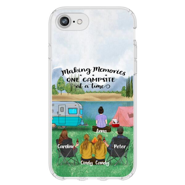 Custom Personalized Camping Phone Case - Couple With 3 Kids - Gift Idea For Camping Lover - Case For iPhone And Samsung