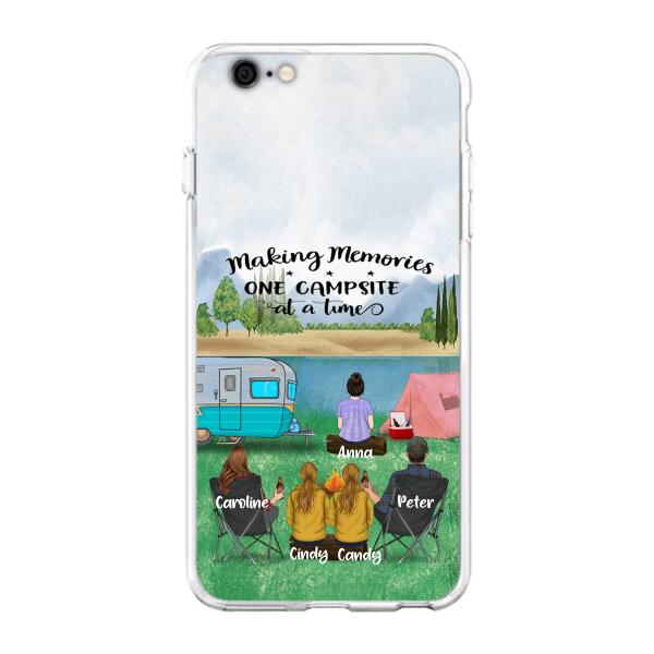 Custom Personalized Camping Phone Case - Couple With 3 Kids - Gift Idea For Camping Lover - Case For iPhone And Samsung