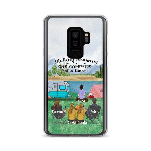 Custom Personalized Camping Phone Case - Couple With 3 Kids - Gift Idea For Camping Lover - Case For iPhone And Samsung