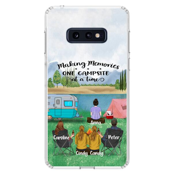 Custom Personalized Camping Phone Case - Couple With 3 Kids - Gift Idea For Camping Lover - Case For iPhone And Samsung